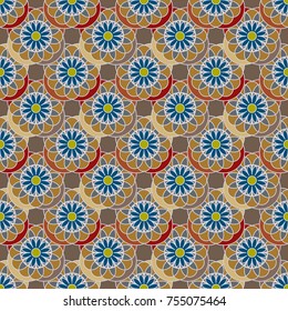 New color seamless pattern with many flower.