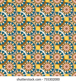 New color seamless pattern with many flower.