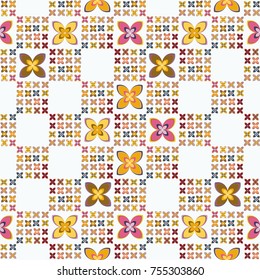 New color seamless pattern with many flower.