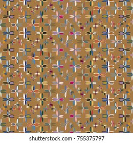 New color seamless pattern with many flower.