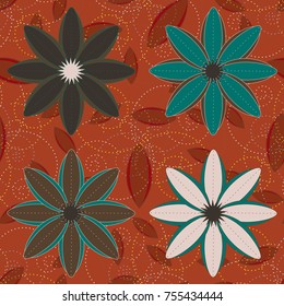 New color seamless pattern with many flower.