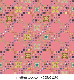 New color seamless pattern with many flower.