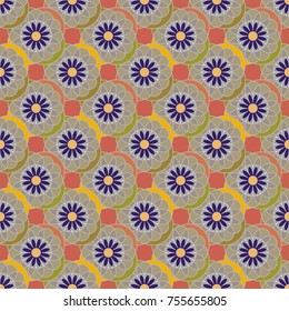 New color seamless pattern with many flower.