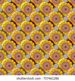 New color seamless pattern with many flower.