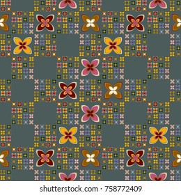 New color seamless pattern with many flower.