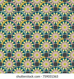 New color seamless pattern with many flower.