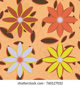 New color seamless pattern with many flower.