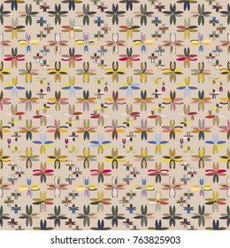 New color seamless pattern with many flower.