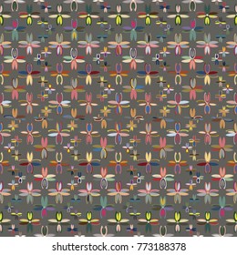 New color seamless pattern with many flower.