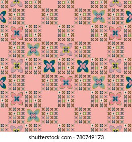 New color seamless pattern with many flower.
