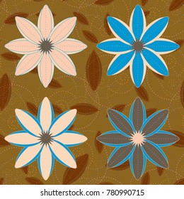 New color seamless pattern with many flower.