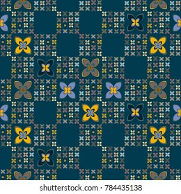 New color seamless pattern with many flower.
