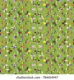 New color seamless pattern with many flower.