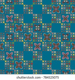 New color seamless pattern with many flower.
