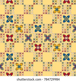 New color seamless pattern with many flower.