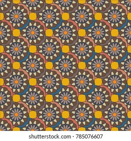 New color seamless pattern with many flower.