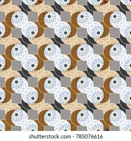 New color seamless pattern with many flower.
