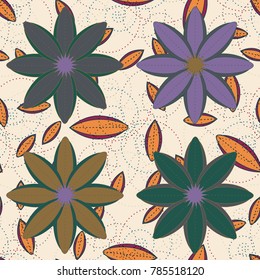 New color seamless pattern with many flower.