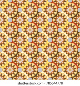 New color seamless pattern with many flower.