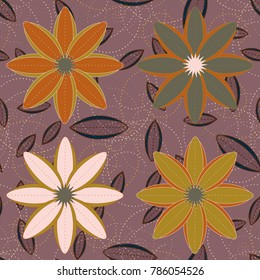 New color seamless pattern with many flower.