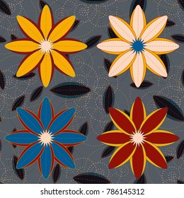 New color seamless pattern with many flower.