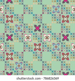 New color seamless pattern with many flower.