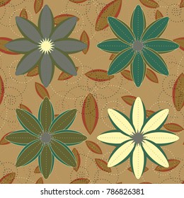 New color seamless pattern with many flower.
