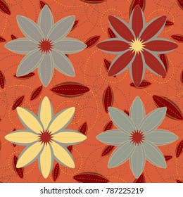 New color seamless pattern with many flower.