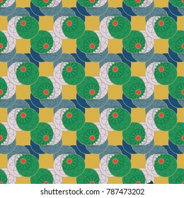New color seamless pattern with many flower.
