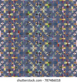 New color seamless pattern with many flower.