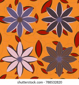 New color seamless pattern with many flower.