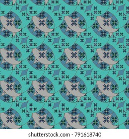 New color seamless pattern with many flower.