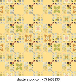 New color seamless pattern with many flower.