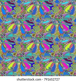 New color seamless pattern with many flower.