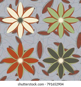 New color seamless pattern with many flower.