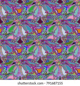 New color seamless pattern with many flower.
