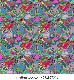 New color seamless pattern with many flower.