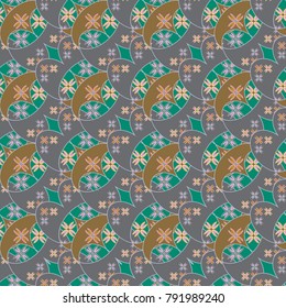 New color seamless pattern with many flower.