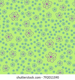 New color seamless pattern with many flowers