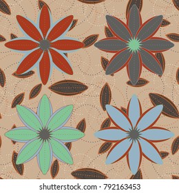 New color seamless pattern with many flower.