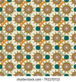 New color seamless pattern with many flower.
