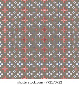 New color seamless pattern with many flower.