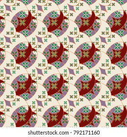 New color seamless pattern with many flower.