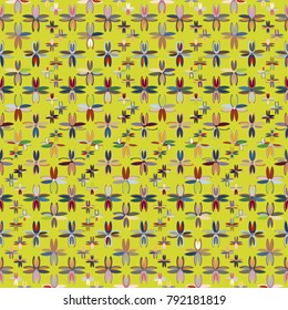 New color seamless pattern with many flower.