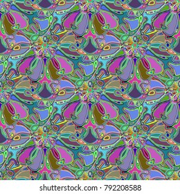 New color seamless pattern with many flower.