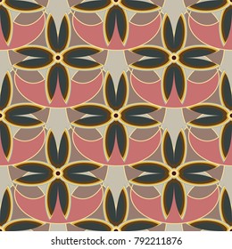 New color seamless pattern with many flower.