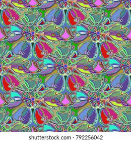 New color seamless pattern with many flower.