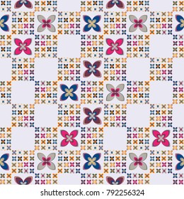 New color seamless pattern with many flower.