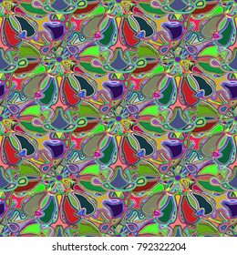 New color seamless pattern with many flower.