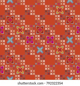 New color seamless pattern with many flower.